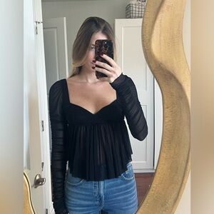 Urban Outfitters Black Sheer Baby Doll Top